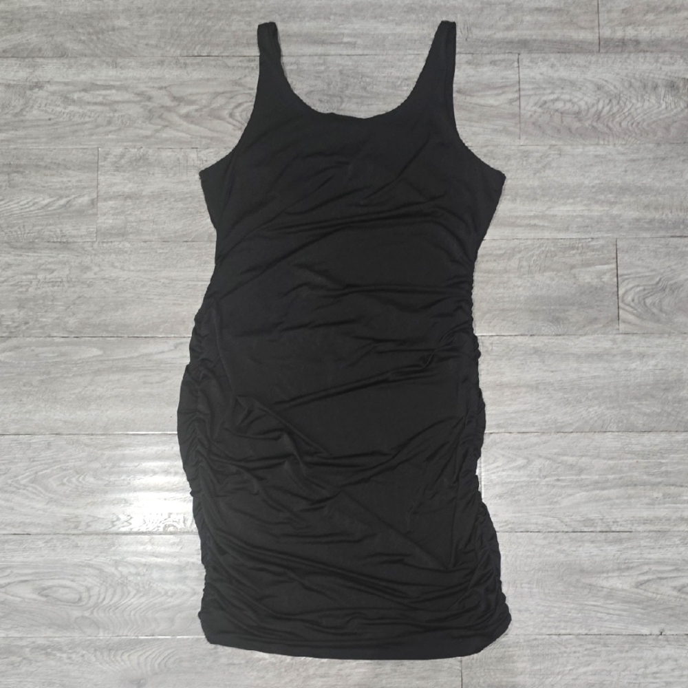 Elegant Black Sleeveless Dress Eith Ribbed Sides, Plus Size 3xl